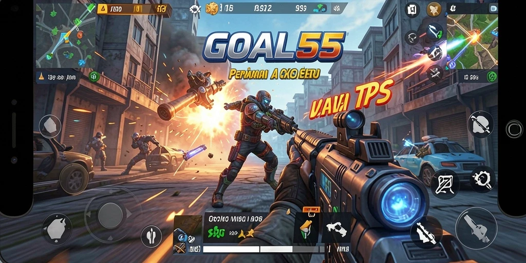 Tampilan gameplay seru GOAL55 dalam mode TPS yang mendebarkan.