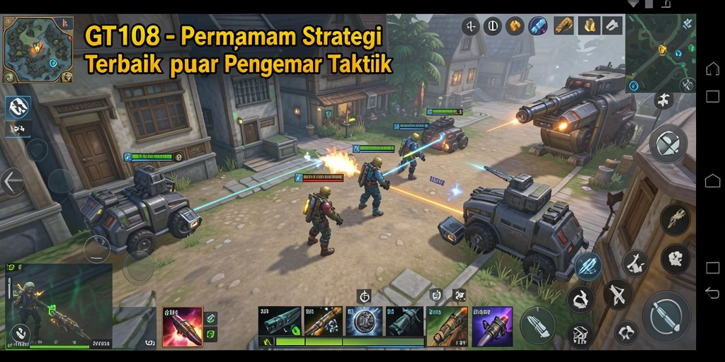 Tangkapan layar GT108 menampilkan aksi intens dalam permainan strategi.