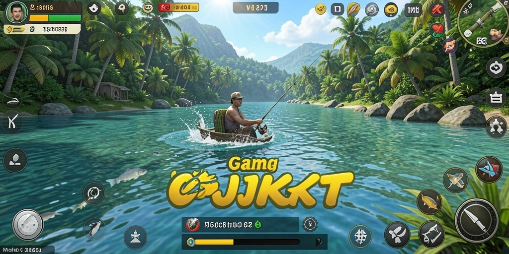 Tampilan menyenangkan dari gameplay memancing di OKJKT yang penuh aksi.