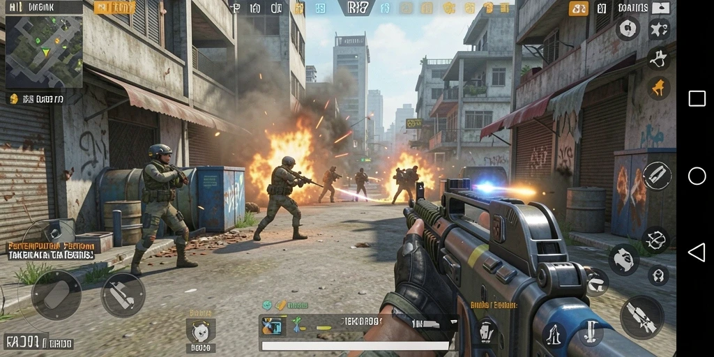 Gameplay seru dan mendebarkan dalam RP8 dengan aksi FPS.