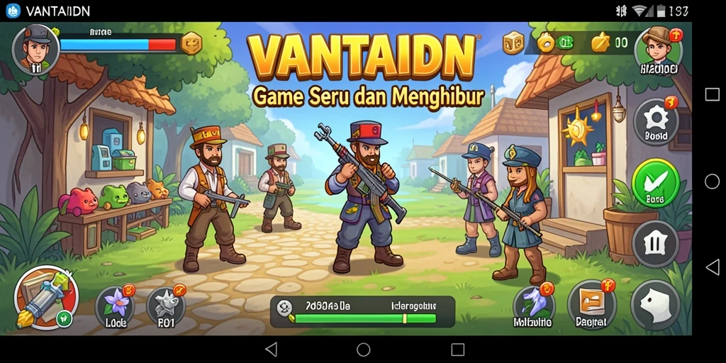 Tampilan gameplay VANTAIDN dengan karakter yang sedang mengumpulkan sumber daya.