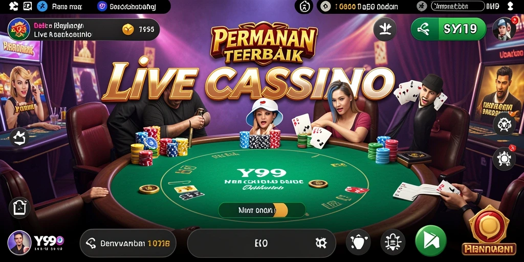 Screenshot utama Y89 menunjukkan aksi seru permainan Live Casino.